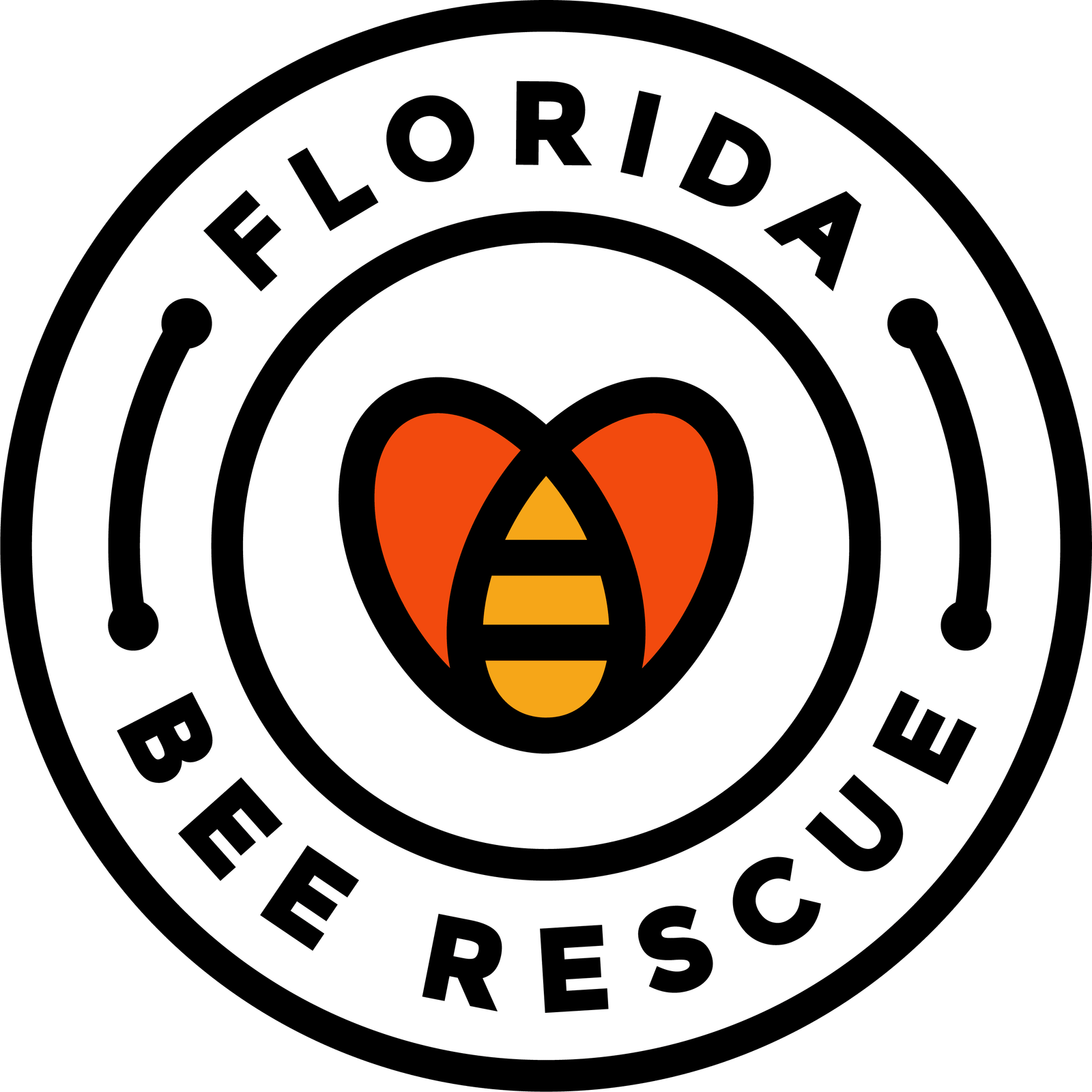 Florida bee rescue white and black color logo